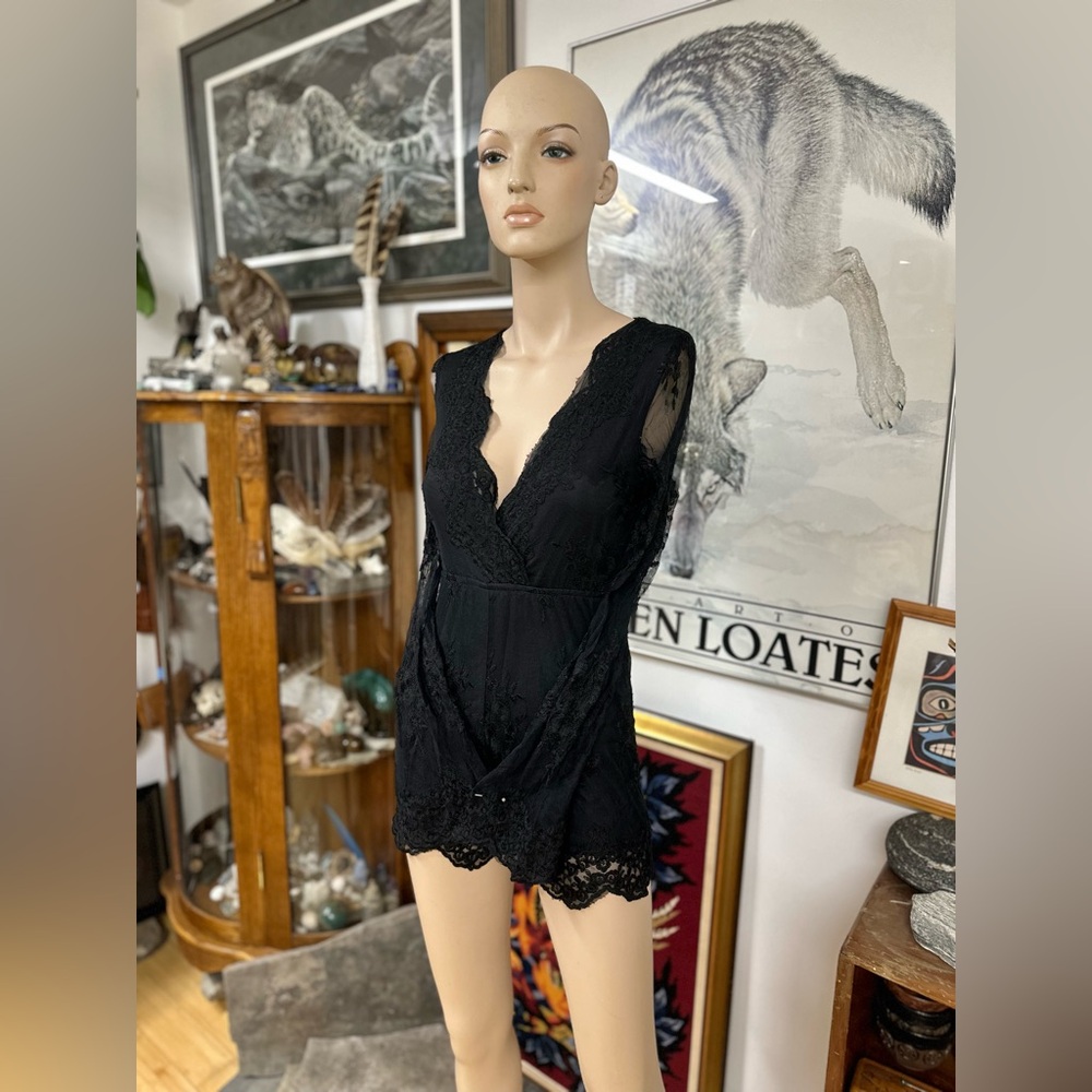 Black Lace V-Neck Women's Romper